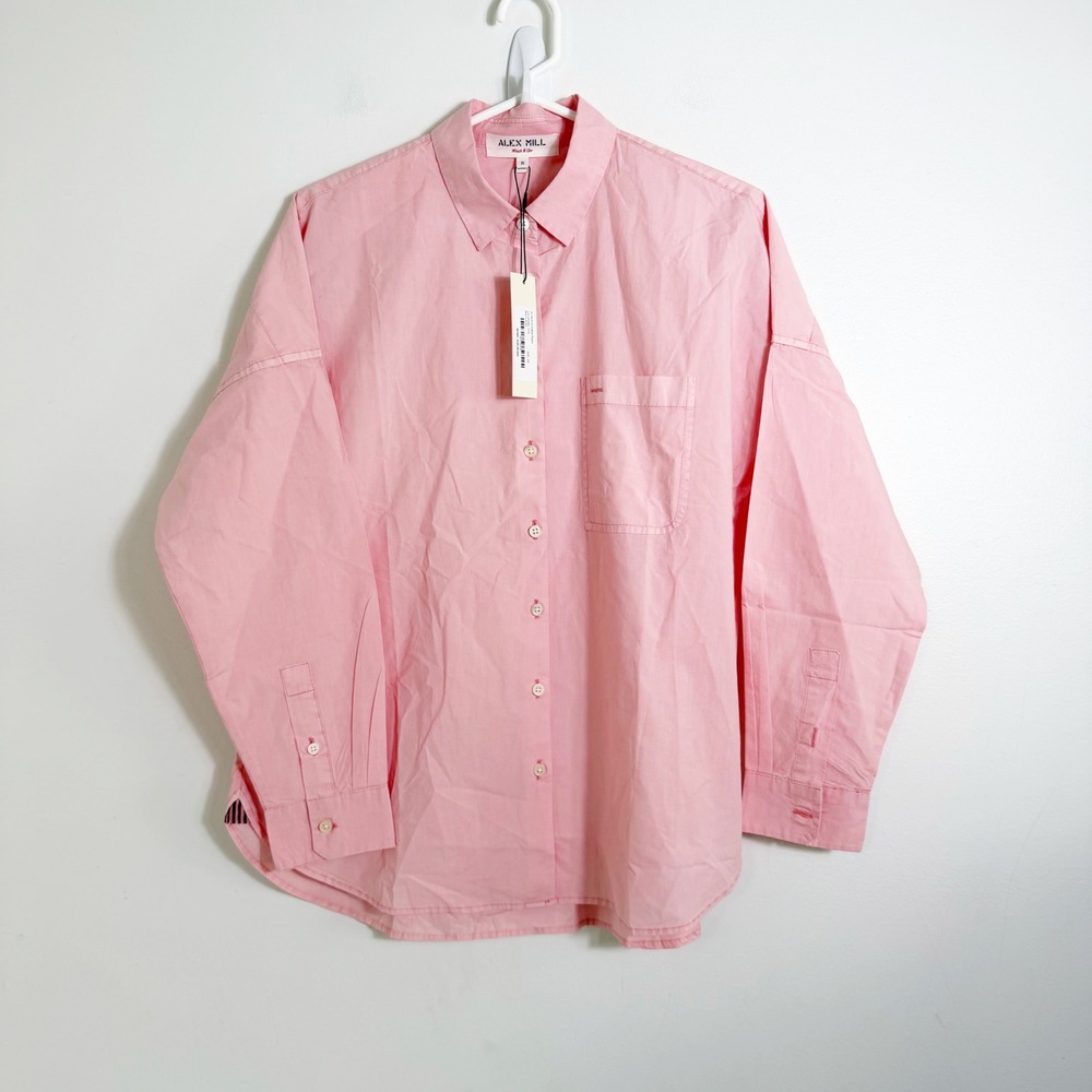 Alex Mill Jo Shirt Women Small Pink Cotton Poplin Button Down 220-WS086-2156